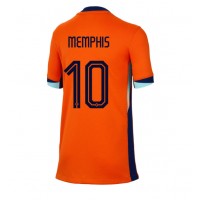 Nederländerna Memphis Depay #10 Hemmatröja Kvinnor EM 2024 Korta ärmar